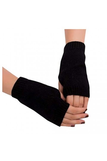 QWUVEDS Mitaines chaudes dhiver tricotées sans doigts pour femme - Gants en dentelle doux - Sans doigts, rouge, taille uniqu