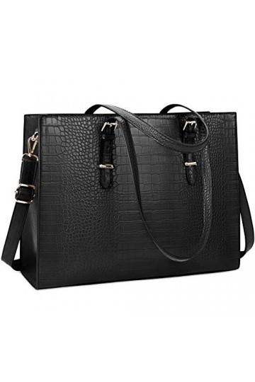 Lubardy Cabas Femmes Sac à Main Ordinateur 15.6 Pouces Grande Capacité PU Cuir Imperméable Sac Epaule Bandoulière Affaires Vo