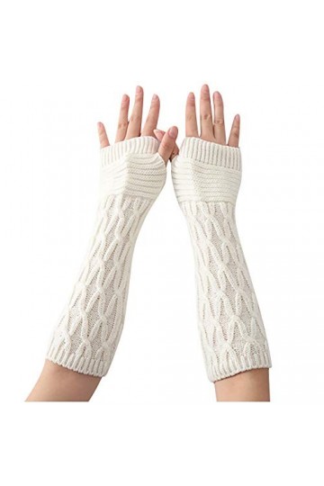 Mitaines dhiver à manches longues - Moufles souples et extensibles - Pour lhiver - Pour le bureau, Blanc., taille unique