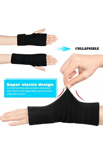 Jinlaili Gants Sans Doigts, Femme Demi Doigt Gants Noir, Homme Extensible Tricotés Gants Chauds dHiver, Mitaines Gants Femme