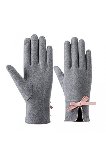 Gants moufles pour tout-petits et femmes - Gants chauds en plein air - Nœud mignon - Gants antidérapants en polaire - Gants u