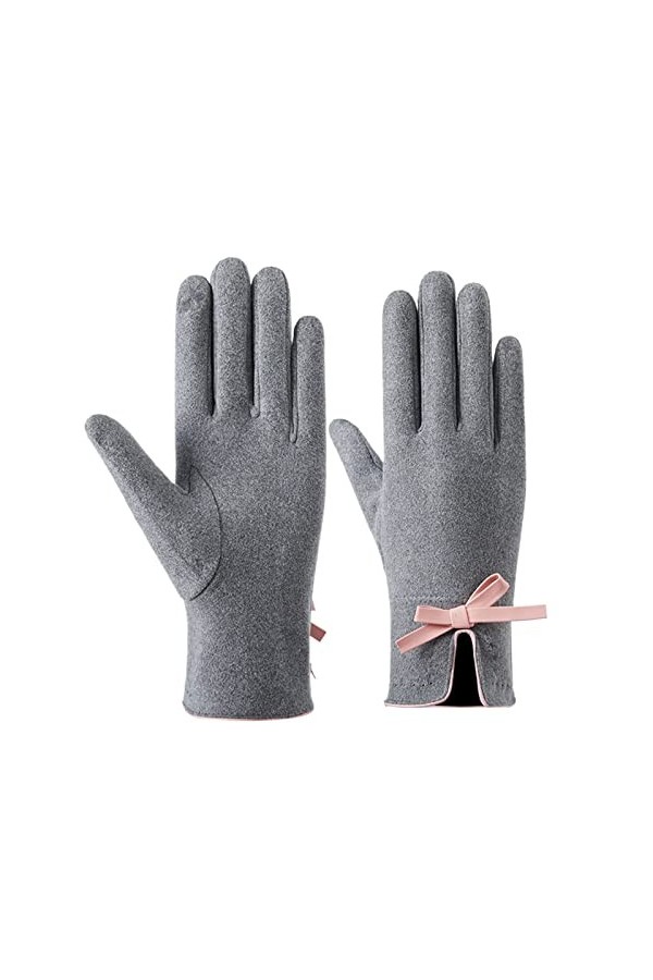 Gants moufles pour tout-petits et femmes - Gants chauds en plein air - Nœud mignon - Gants antidérapants en polaire - Gants u