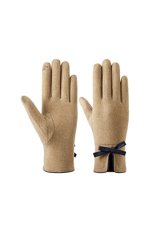 Gants moufles pour tout-petits et femmes - Gants chauds en plein air - Nœud mignon - Gants antidérapants en polaire - Gants u