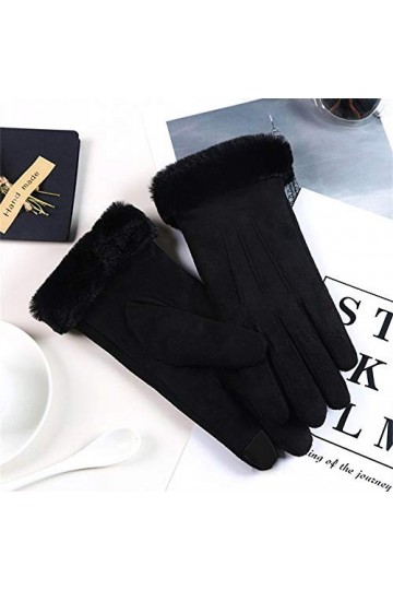 Caxndycing Moufles dhiver pour femme avec doublure en polaire thermique - Gants dhiver doublés super doux - Couleur unie - 