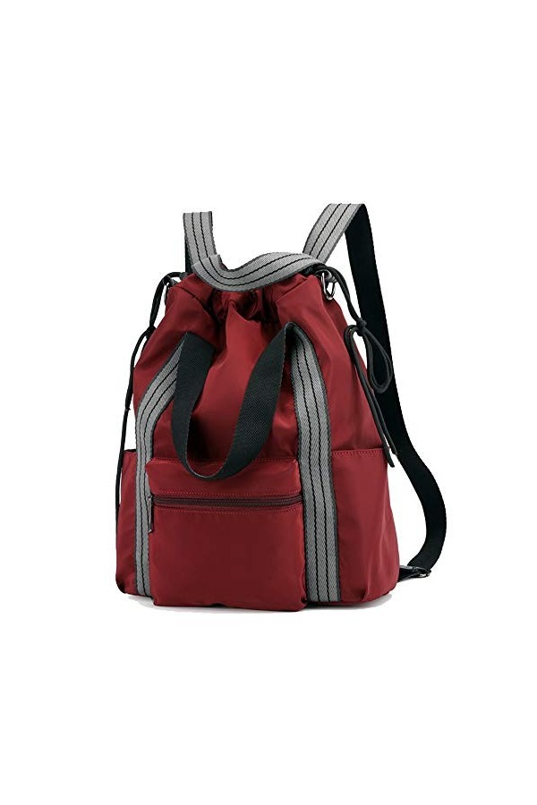 Coolives Sac a dos pour Femme Sac à main porté dos Seau loisir Vin rouge