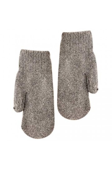 Femmes Hiver Super Doux Double Couche Coupe-Vent Gants Plein Doigt Couleur Solide Temps Froid Épaissir Doublure Peluche Peluc