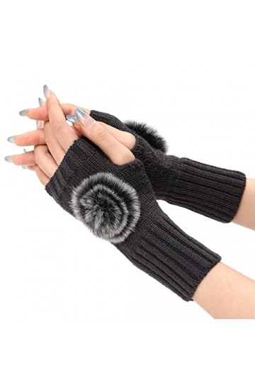 NIUREDLTD Mitaines dhiver sans doigts tricotées mitaines dhiver tricotées hiver automne bras filles Kawaii longueur douce c