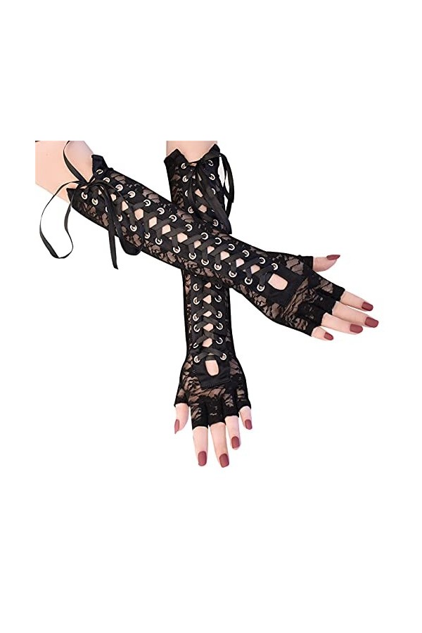 Gants moufles ruban dentelle mode fête gant femme long bandage adulte accessoire gants moufles enfant