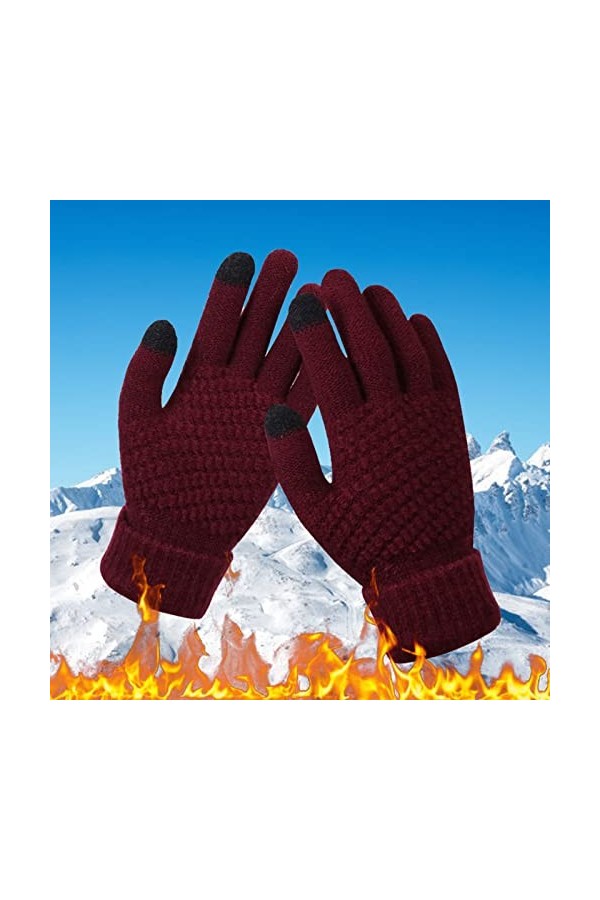 Impression créative pour femme avec écran mobile épais et téléphone adulte chaud hiver tricoté et tendance gants homme flocon