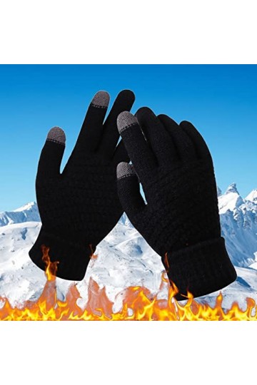 Impression créative pour femme avec écran mobile épais et téléphone adulte chaud hiver tricoté et tendance gants homme flocon