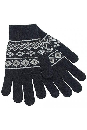 undercover lingerie Ladies Glitter Fairisle Knitted Gloves GL540A Black