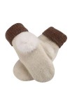 Gants thermiques pour femme - Gants chauds doublés en polaire - Poignets élastiques - Gants dhiver en tricot - Gants chauds 