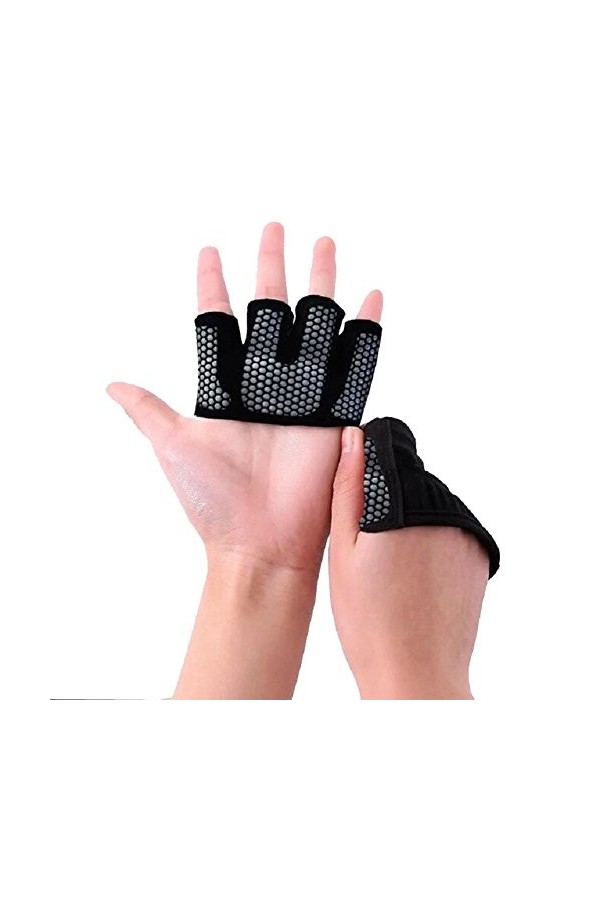 Femme Hiver Chauds Demi-Doigt Gants Haltérophilie Exercice De Fitness Noir M