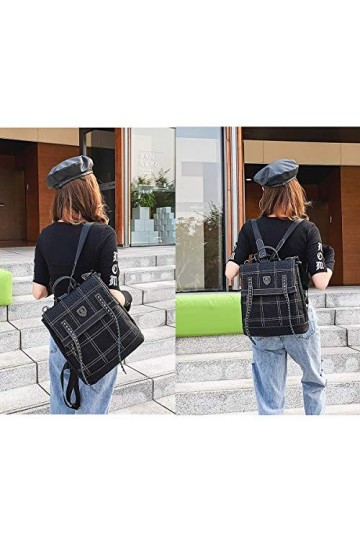 Coolives Sac à Main porté Dos avec Bandoulière pour Femme Sac a Dos Loisir avec Rivets Sac a épaule Cartable Scolaire pour Ad