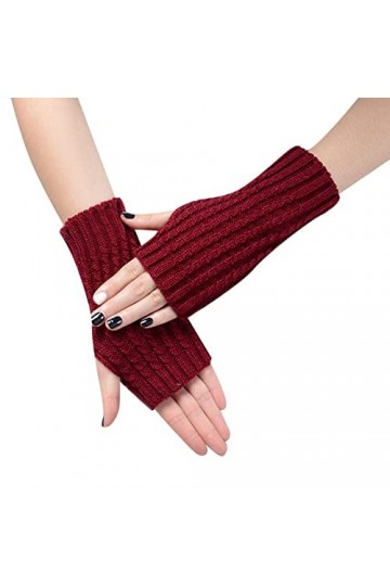 liangp Mitaines tricotées sans doigts pour femme Noir Accessoires Gants tricotés Manchettes extensibles en tricot Noir Manche