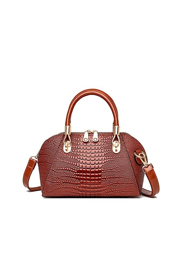 Coolives Sac à Main porté Main avec bandoulière avec Motif Peau de Crocodile pour Femme en Cuir PU Sacoche Brillant Sac a Mai