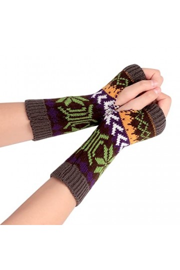 Mitaines sans doigts Gants Cosplay Bras Tricoté Poignet Hiver Chaud Jambes Chauffe-mains Moufles Douces Chaudes, b, A