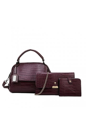 Coolives Sac Ensemble Sac à Main porté Main avec bandoulière avec Motif Peau de Crocodile pour Femme en Cuir PU Vintage Sacoc