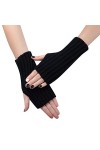 liangp Mitaines tricotées sans doigts pour femme Noir Accessoires Gants tricotés Manchettes extensibles en tricot Noir Manche