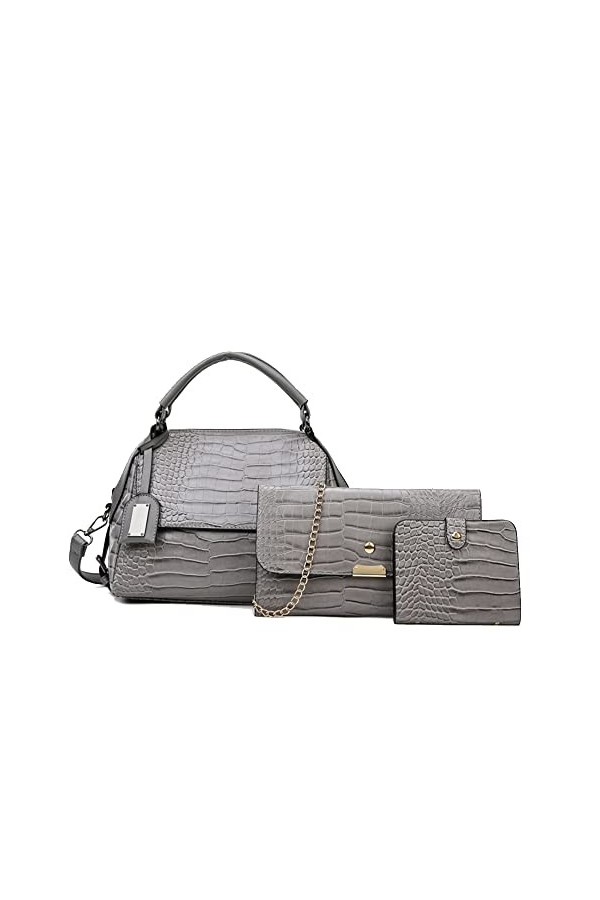Coolives Sac Ensemble Sac à Main porté Main avec bandoulière avec Motif Peau de Crocodile pour Femme en Cuir PU Vintage Sacoc