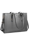Lubardy Cabas Femmes Sac à Main Ordinateur 15.6 Pouces Grande Capacité PU Cuir Imperméable Sac Epaule Bandoulière Affaires Vo
