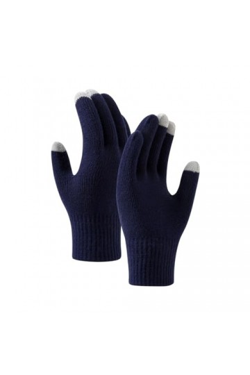 Gants de sport chauds en laine tricotée pour homme et femme, bleu marine, taille unique