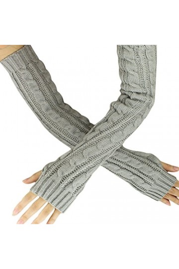 Mitaines dhiver chaudes en tricot pour femme - Moufles extensibles avec trou pour le pouce - Gants tricotés chauds pour lhi