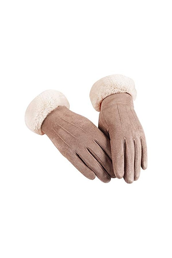 Caxndycing Moufles dhiver pour femme avec doublure en polaire thermique - Gants dhiver doublés super doux - Couleur unie - 