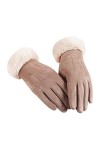 Caxndycing Moufles dhiver pour femme avec doublure en polaire thermique - Gants dhiver doublés super doux - Couleur unie - 