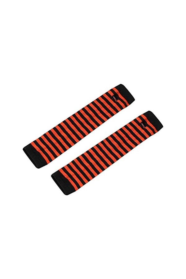 1 paire de manchettes thermiques pour cyclisme, hiver, tricoté, mitaines rayées, manches avec trous pour les pouces pour homm