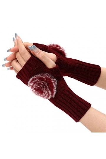 Gants en tricot épais pour femme - Moufles en tricot épais - Longueur des manches - Mitaines sans doigts pour poignet avec tr