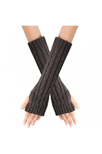 Mitaines sans doigts avec trou pour le pouce Moufles extensibles Gants dhiver Mitaines tricotées Mitaines chauffe-poignets p