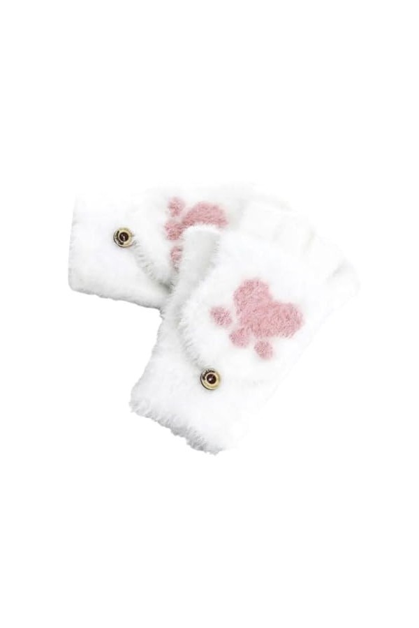WSRRDRECVHi Gants chauds et mignons pour femmes, mitaines à griffe en peluche, gants dhiver doux sans doigts courts I9W1 Ha,
