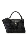 Coolives Sac à Main porté Main Set 2 pièces avec bandoulière avec Motif Peau de Crocodile pour Femme en Cuir PU Petit Sacoche
