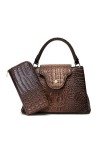Coolives Sac à Main porté Main Set 2 pièces avec bandoulière avec Motif Peau de Crocodile pour Femme en Cuir PU Petit Sacoche