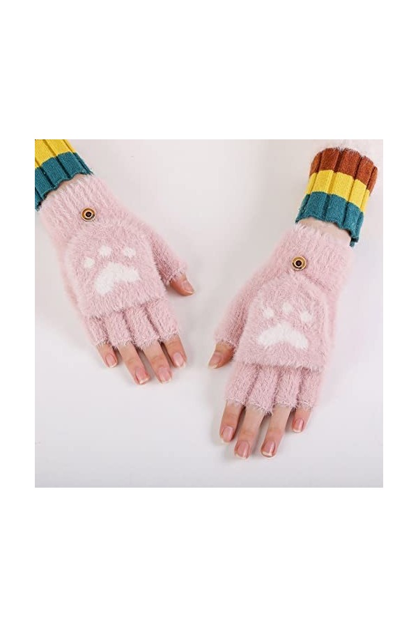 Moufles pour femme par temps froid, gants dhiver chauffants épais et chauds à rabat pour étudiants, équitation, écriture, ga