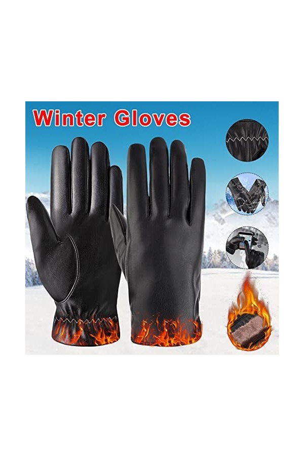 Gants moufles imperméables pour enfant - Chaud - Pour lhiver - Pour écran tactile - Gants doublés en cuir polaire - Gants po