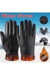 Gants moufles imperméables pour enfant - Chaud - Pour lhiver - Pour écran tactile - Gants doublés en cuir polaire - Gants po