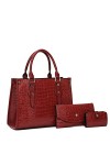 Coolives Sac à Main porté Main Set avec bandoulière avec Motif Peau de Crocodile pour Femme en Cuir PU Sacoche Ensemble Sacs 