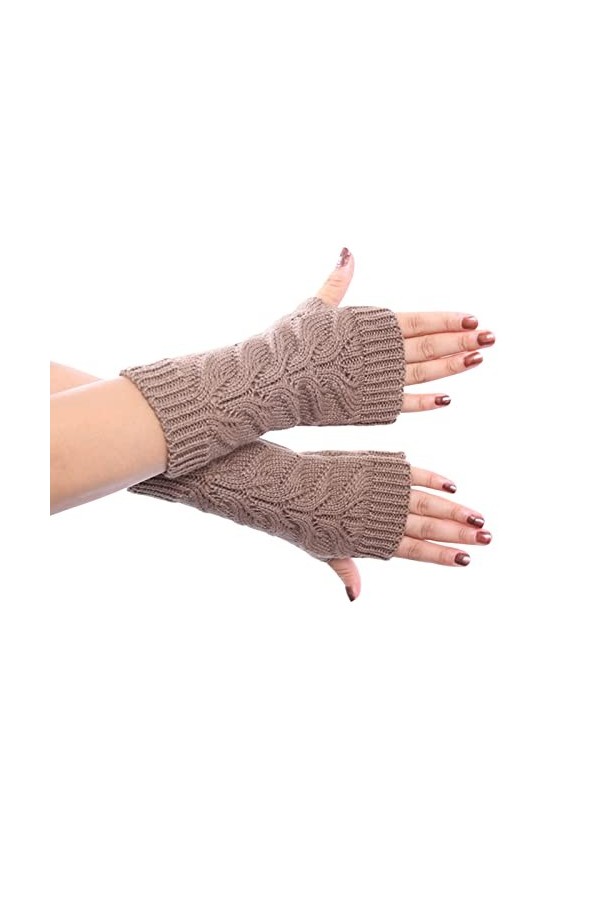 NIUREDLTD Mitaines sans doigts pour femme - Noir - Mitaines tricotées - Manches pour femmes - Hiver - Automne - Bras filles -