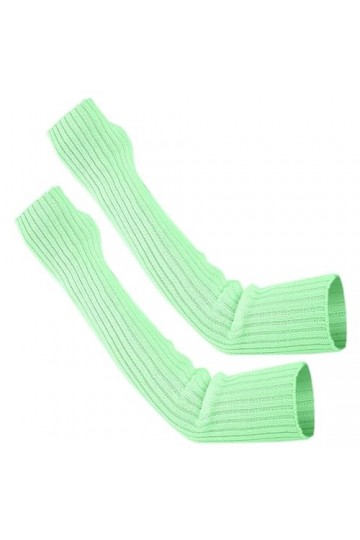 Mitaines dhiver longues en tricot, longueur coude, avec trou pour le pouce, chauffe-bras pour femmes et filles, gants noirs 