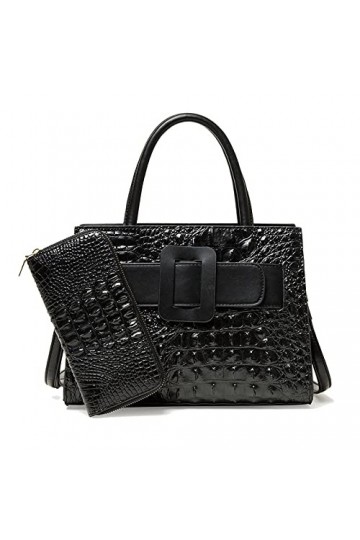 Coolives Sac à Main porté Main Set avec bandoulière avec Motif Peau de Crocodile pour Femme en Cuir PU Sacoche Ensemble Sacs 