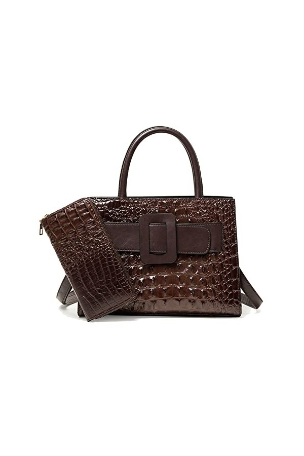 Coolives Sac à Main porté Main Set avec bandoulière avec Motif Peau de Crocodile pour Femme en Cuir PU Sacoche Ensemble Sacs 