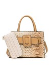 Coolives Sac à Main porté Main Set avec bandoulière avec Motif Peau de Crocodile pour Femme en Cuir PU Sacoche Ensemble Sacs 