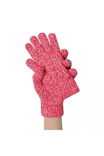 Gants chauds en laine tricotée pour lautomne et lhiver - Couleur unie - Pour femme - Pour temps froid, Rouge, taille unique