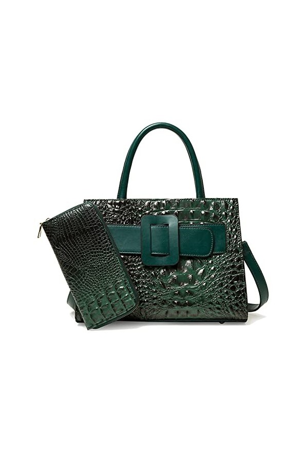 Coolives Sac à Main porté Main Set avec bandoulière avec Motif Peau de Crocodile pour Femme en Cuir PU Sacoche Ensemble Sacs 