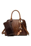 Coolives Sac à Main porté Main Set avec bandoulière avec Motif Peau de Crocodile pour Femme en Cuir PU Sacoche Ensemble Sacs 