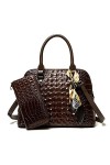 Coolives Sac à Main porté Main Set avec bandoulière avec Motif Peau de Crocodile pour Femme en Cuir PU Sacoche Ensemble Sacs 
