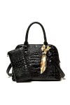 Coolives Sac à Main porté Main Set avec bandoulière avec Motif Peau de Crocodile pour Femme en Cuir PU Sacoche Ensemble Sacs 