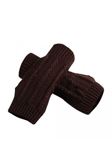 Briskorry Mitaines pour femme - Gants dhiver chauds - Demi-doigts - Gants en tricot - Manchettes courtes - Mitaines tricotée
